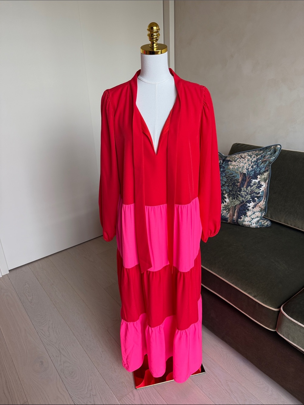 Sail to Sable Anne Colorblock Midi Dress Size XXL Pink & Red